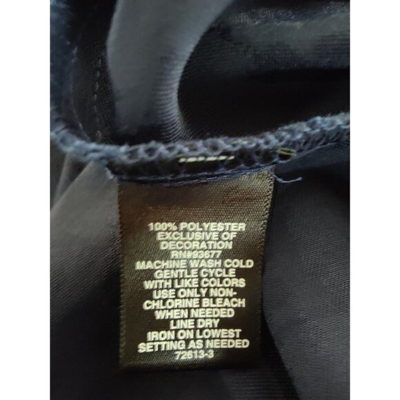 Ryegrass Navy Blue Silky Satin Asymmetric Hem Lace Accent Midi/Maxi Skirt 14 NWT - Picture 2 of 6